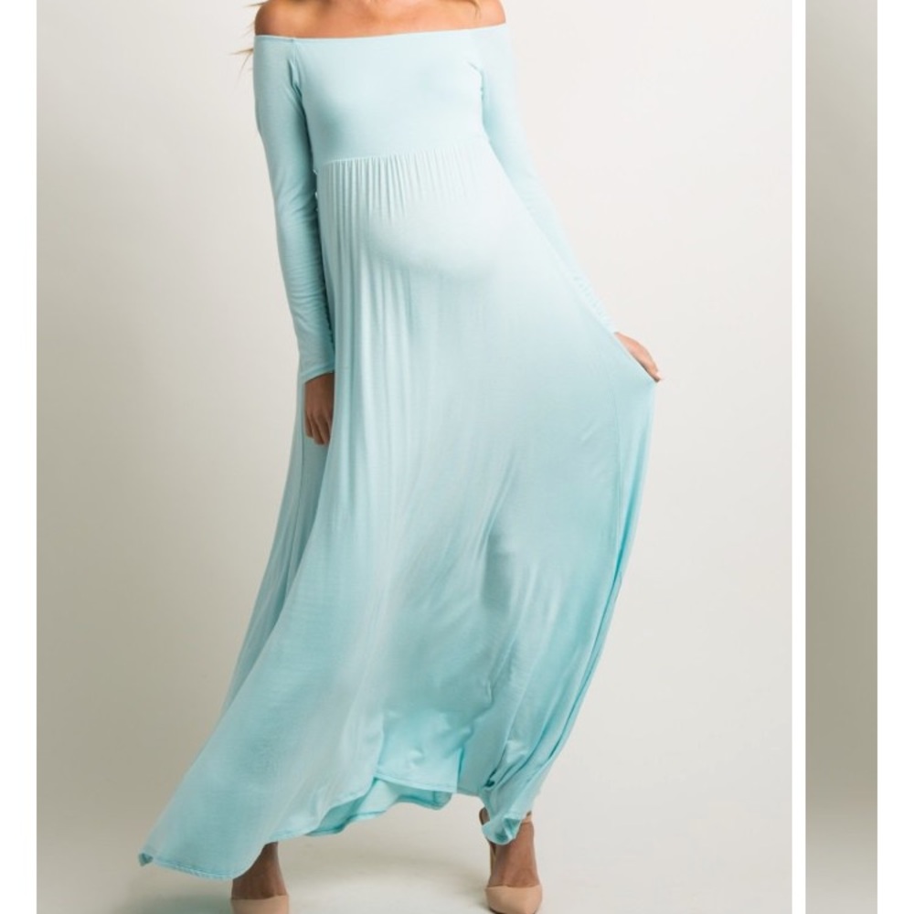 Blue Maternity Dress with free floral belt